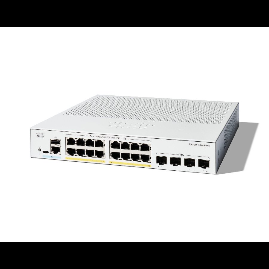 Cisco Catalyst C1300-16P-4X – Switch PoE+ 16 port Gigabit + 4 uplink 10G SFP+, hiệu năng mạnh mẽ cho SMB