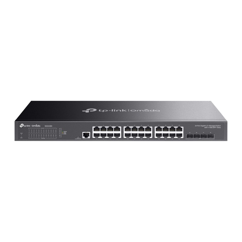 TP-Link SG3428X | Switch 28 Port Gigabit Uplink 10G Quản Lý Cao Cấp Omada, VLAN, QoS, Static Routing, Thiết Kế Kim Loại Không Quạt