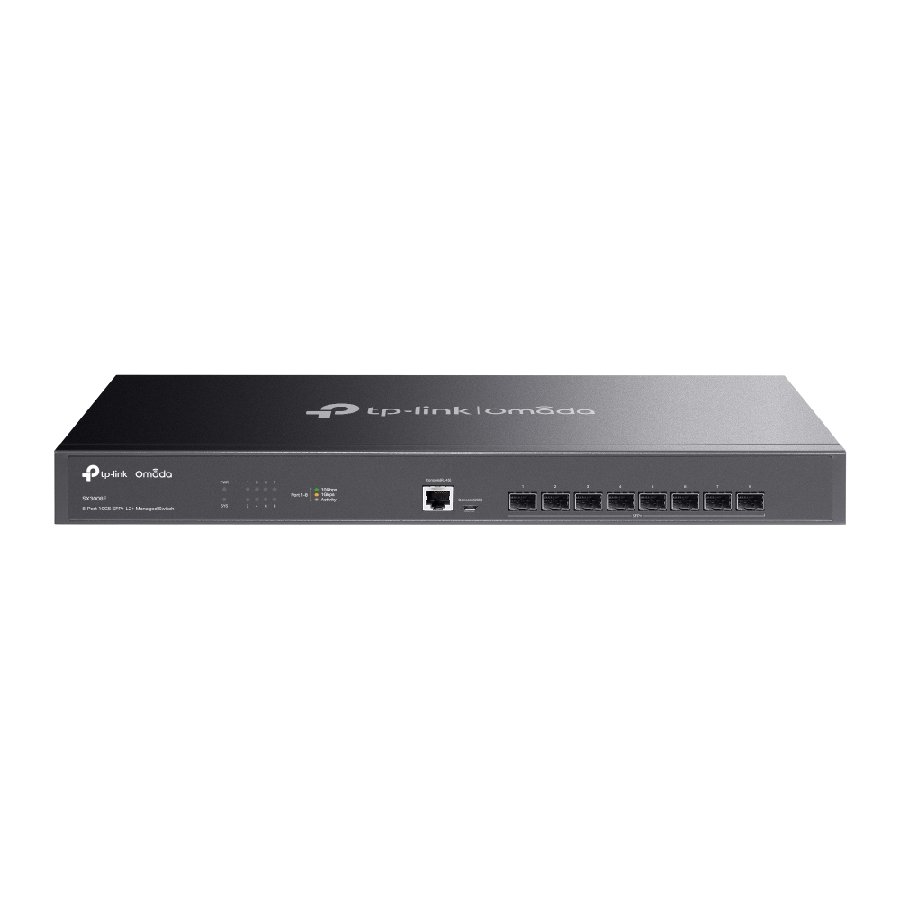 TP-Link SX3008F | Switch Quang 8 Port 10G SFP+ Quản Lý Cao Cấp Omada, VLAN, QoS, Static Routing, Thiết Kế Không Quạt Êm Ái