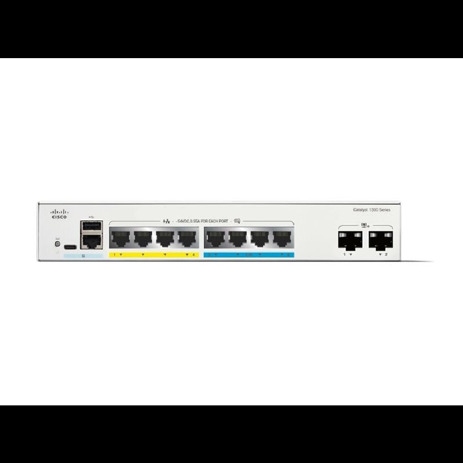 Cisco Catalyst C1300-8MGP-2X - Switch Multi-Gig PoE+ 8 port (2.5G) + 2 uplink 10G SFP+, hiệu năng cao cho Wi-Fi 6/6E