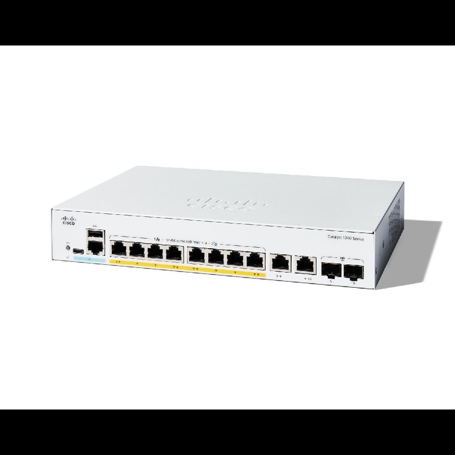 Cisco Catalyst C1200-8FP-2G - Switch PoE+ 8 cổng Gigabit công suất 120 W, hiệu năng cao và yên tĩnh cho SMB