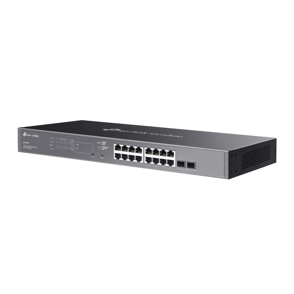 TP-Link SG2218P | Switch 18 Port Gigabit PoE+ Quản Lý Thông Minh Omada, VLAN, QoS, Tổng Công Suất 150W, Thiết Kế Kim Loại Gắn Rack