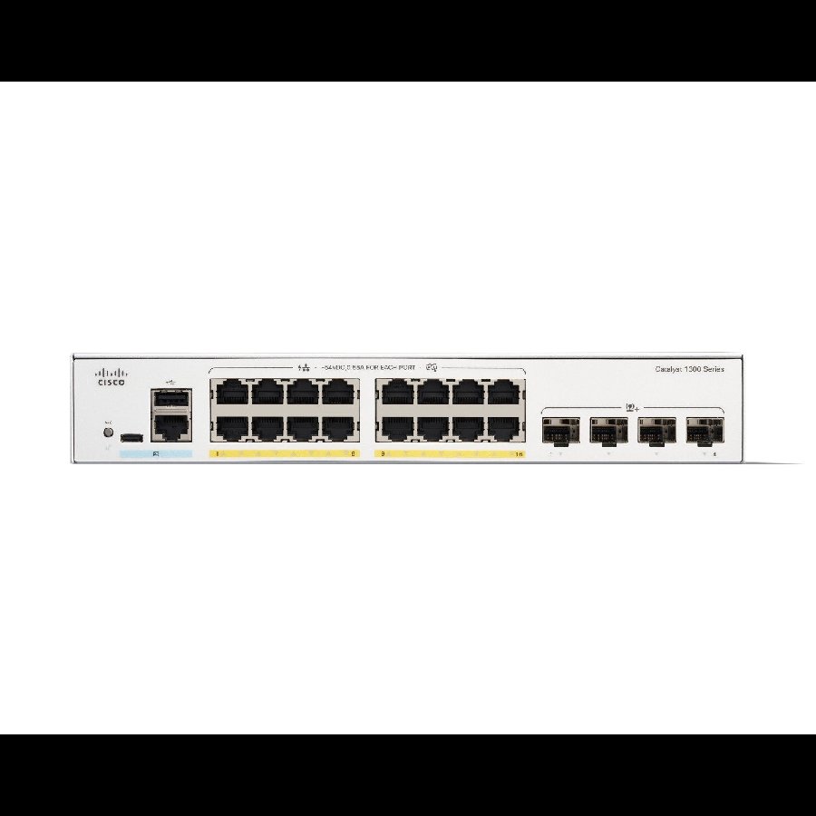 Cisco Catalyst C1300-16P-4X – Switch PoE+ 16 port Gigabit + 4 uplink 10G SFP+, hiệu năng mạnh mẽ cho SMB