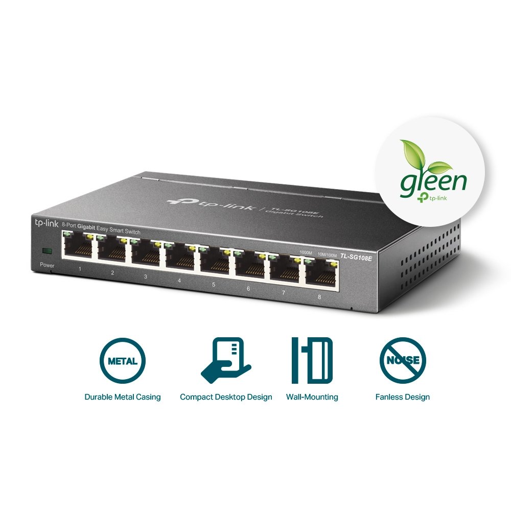 TP-Link TL-SG108E | Easy Smart Switch 8 Port Gigabit hỗ trợ VLAN, QoS, giám sát qua Utility