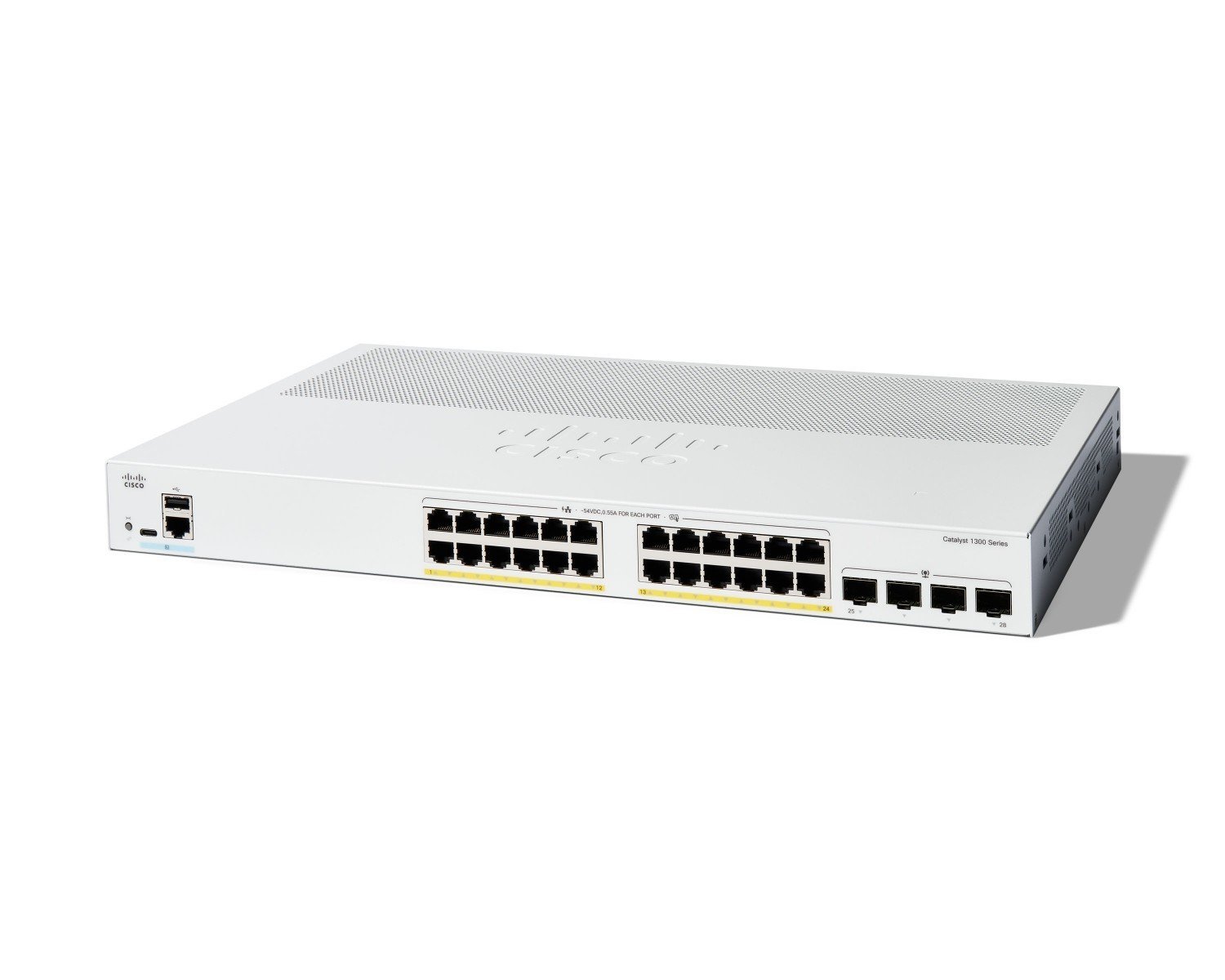 Cisco Catalyst C1300-24P-4G – Switch PoE+ 24 port Gigabit + 4 uplink SFP, hiệu năng cao cho SMB