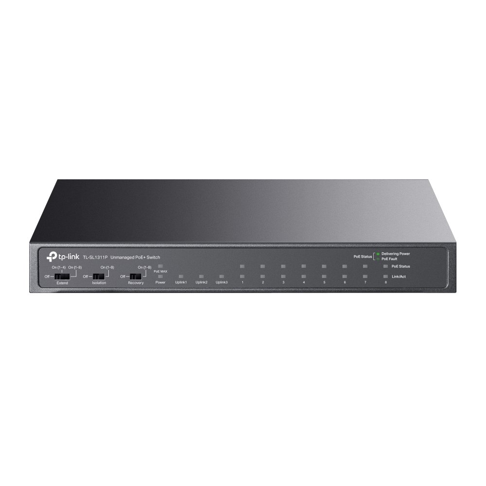 TP-Link TL-SL1311P | Switch 8 Port PoE+ 65W 10/100Mbps + 3 Port Gigabit, Truyền Xa 250m, Hoạt Động Êm Ái