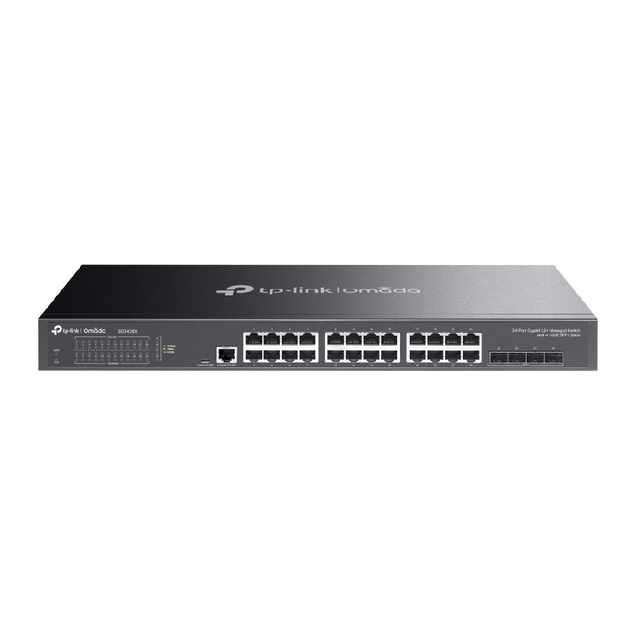TP-Link SG3428X | Switch 28 Port Gigabit Uplink 10G Quản Lý Cao Cấp Omada, VLAN, QoS, Static Routing, Thiết Kế Kim Loại Không Quạt