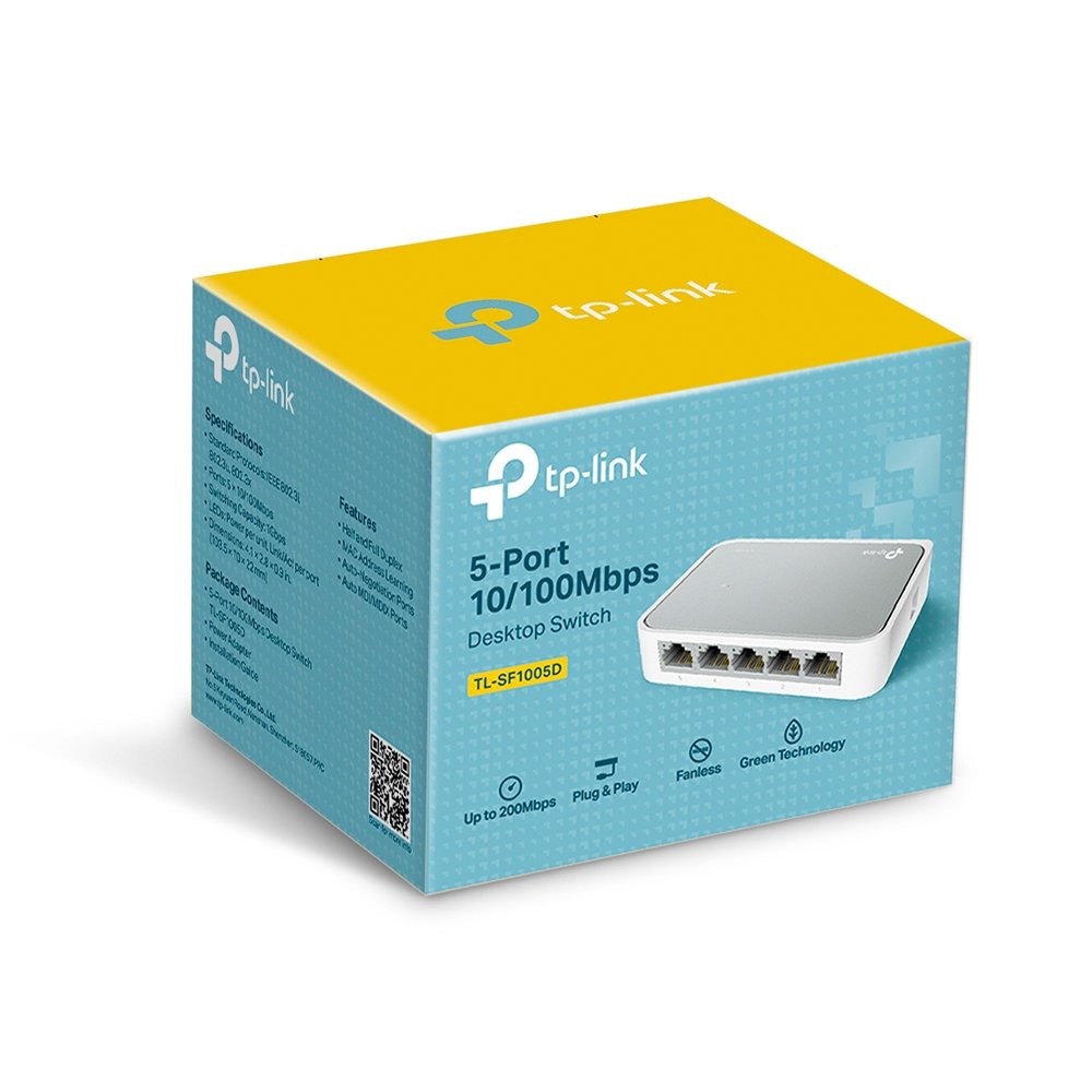 TP-Link TL-SF1005D | Switch 5 port 10/100Mbps, Unmanaged, vỏ nhựa, nhỏ gọn, cắm là chạy cho văn phòng và hộ gia đình