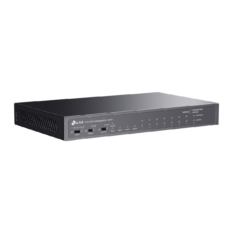 TP-Link TL-SL1311P | Switch 8 Port PoE+ 65W 10/100Mbps + 3 Port Gigabit, Truyền Xa 250m, Hoạt Động Êm Ái