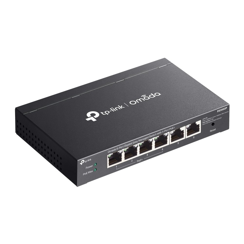 TP-Link ES206GP | Switch 6 Port Gigabit PoE+ 65W Quản Lý Dễ Dàng Omada, Truyền Xa 250m, Vỏ Kim Loại Bền Bỉ