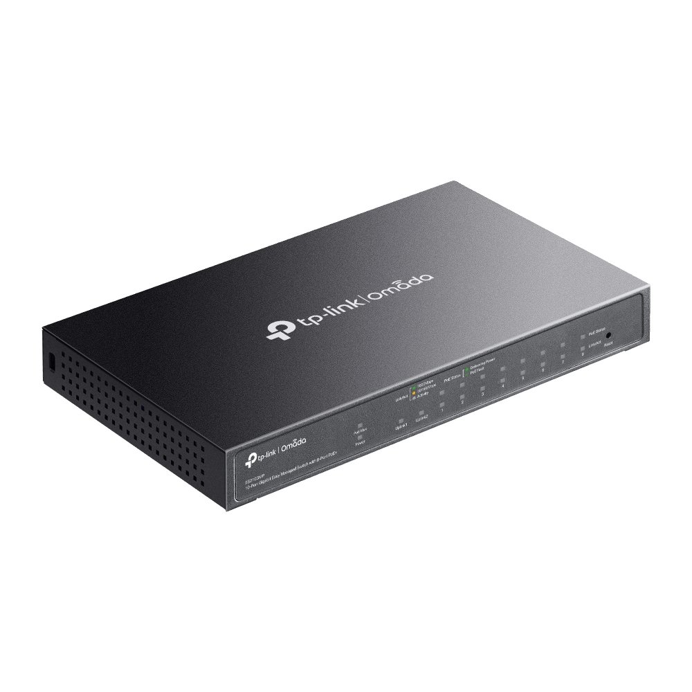 TP-Link ES210GMP | Switch 10 Port Gigabit PoE+ 123W Quản Lý Dễ Dàng Omada, Truyền Xa 250m, Vỏ Kim Loại Bền Bỉ