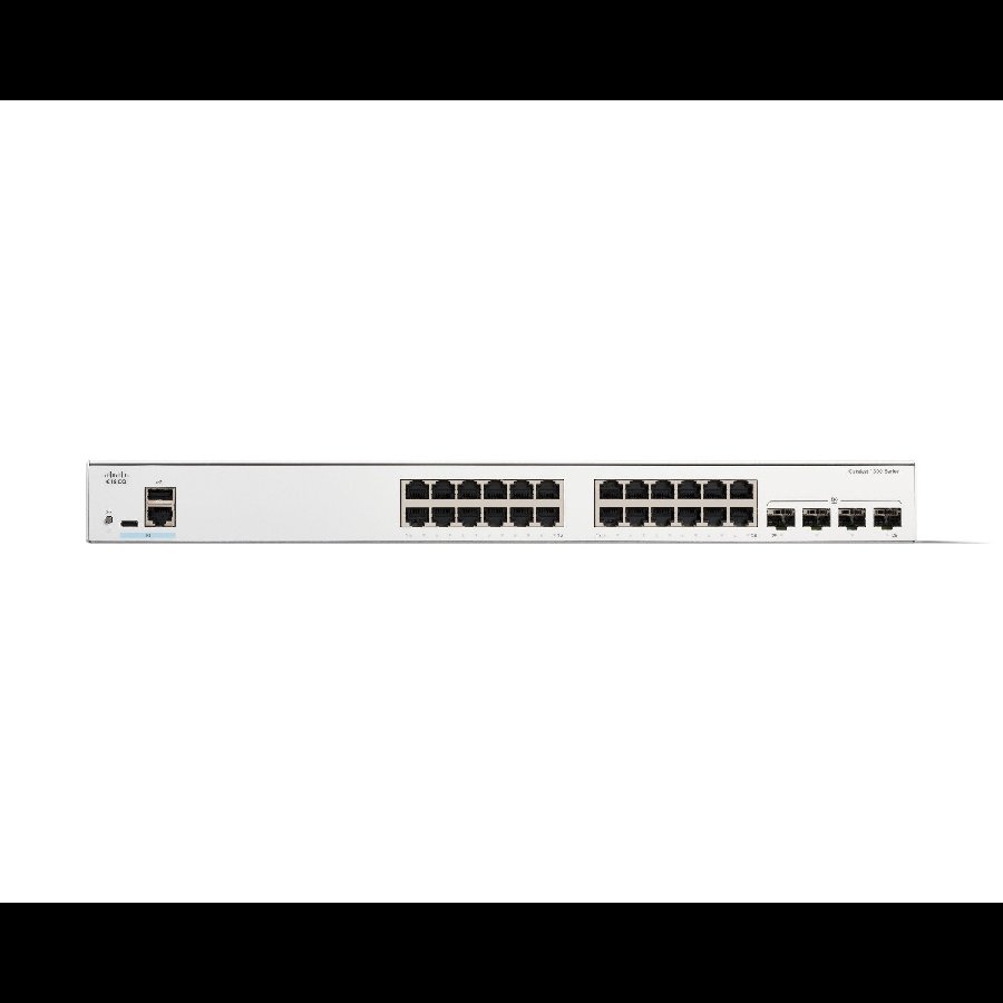Cisco Catalyst C1300-24T-4G - Switch Gigabit 24 port + 4 uplink SFP, fanless, hiệu năng ổn định cho SMB