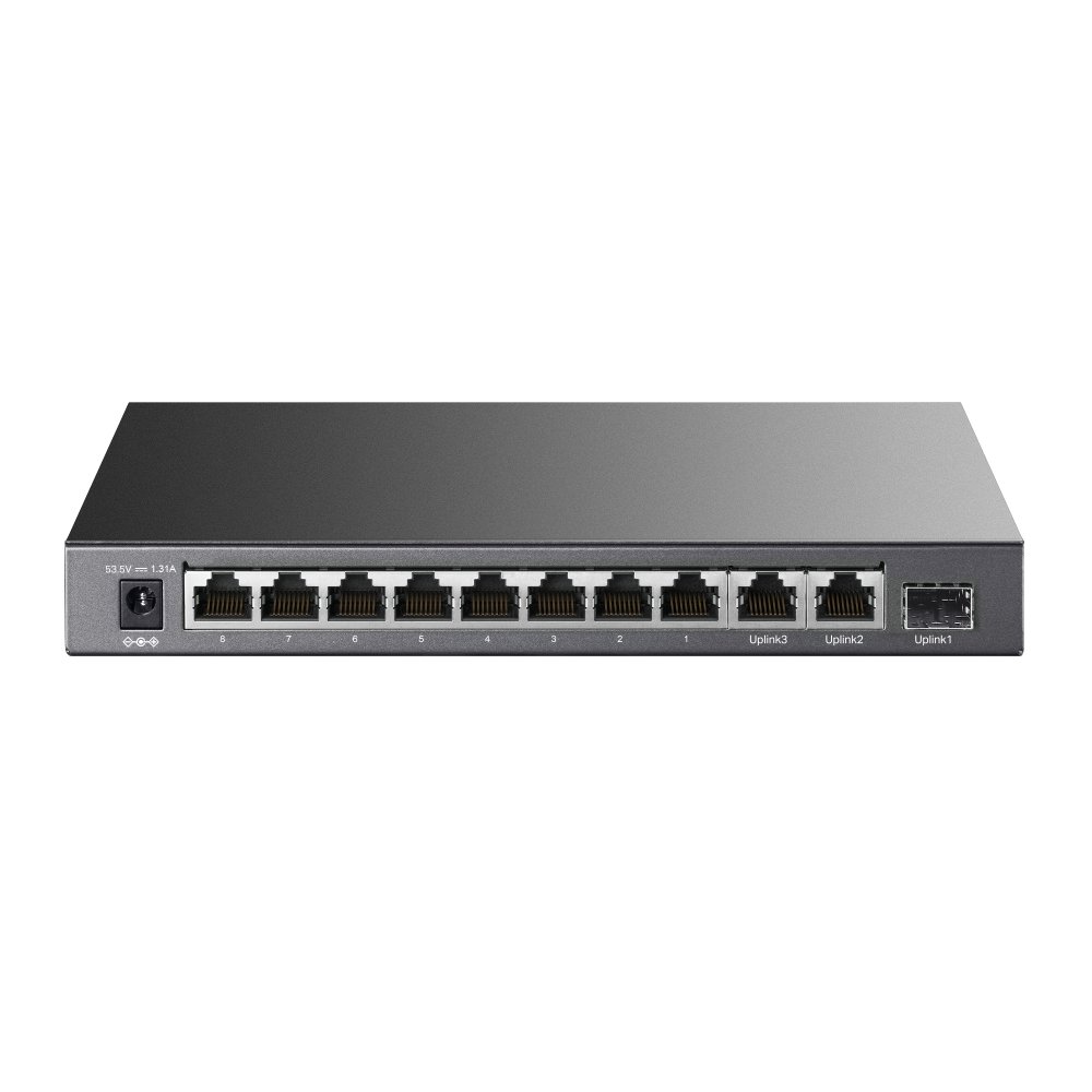 TP-Link TL-SL1311P | Switch 8 Port PoE+ 65W 10/100Mbps + 3 Port Gigabit, Truyền Xa 250m, Hoạt Động Êm Ái