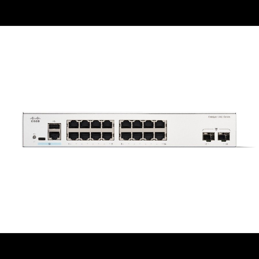 Cisco Catalyst C1200-16T-2G – Switch Gigabit 16 cổng + 2 uplink SFP, fanless, hiệu năng ổn định cho doanh nghiệp tầm trung