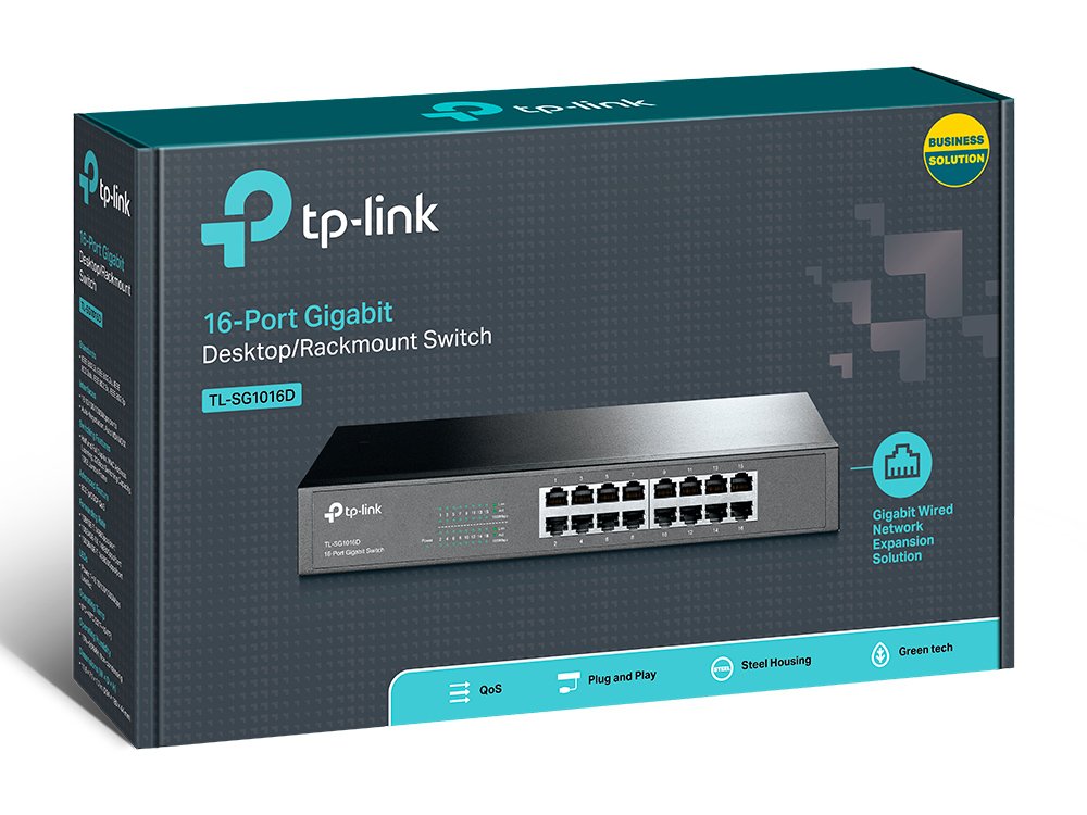 TP-Link TL-SG1016D | Switch 16 port Gigabit, Unmanaged, vỏ nhựa, cắm là chạy, hiệu năng ổn định cho văn phòng vừa