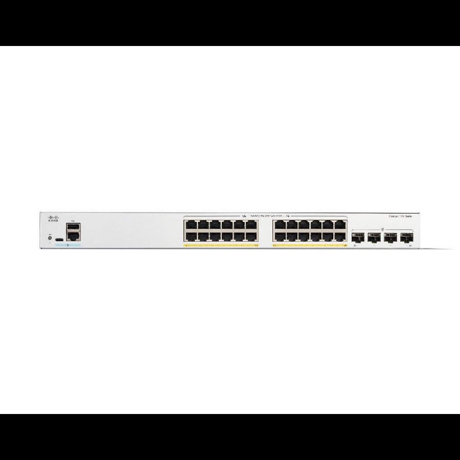 Cisco Catalyst C1300-24FP-4G – Switch PoE+ 24 port Gigabit công suất 375 W, hiệu năng cao cho SMB