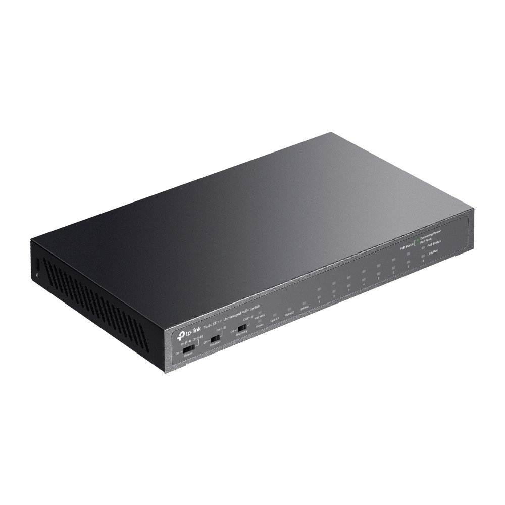 TP-Link TL-SL1311P | Switch 8 Port PoE+ 65W 10/100Mbps + 3 Port Gigabit, Truyền Xa 250m, Hoạt Động Êm Ái