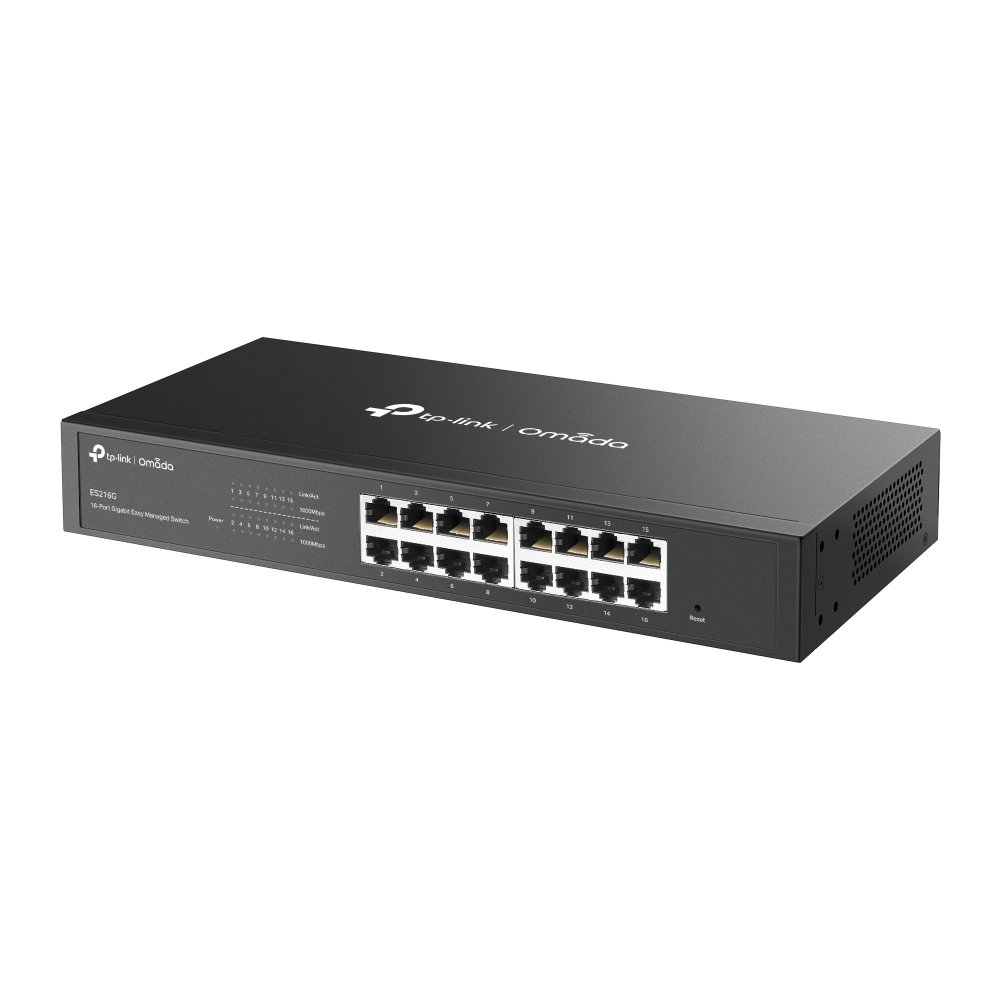 TP-Link ES216G | Switch 16 Port Gigabit Quản Lý Dễ Dàng Omada, VLAN, QoS, Vỏ Kim Loại Gắn Rack Bền Bỉ