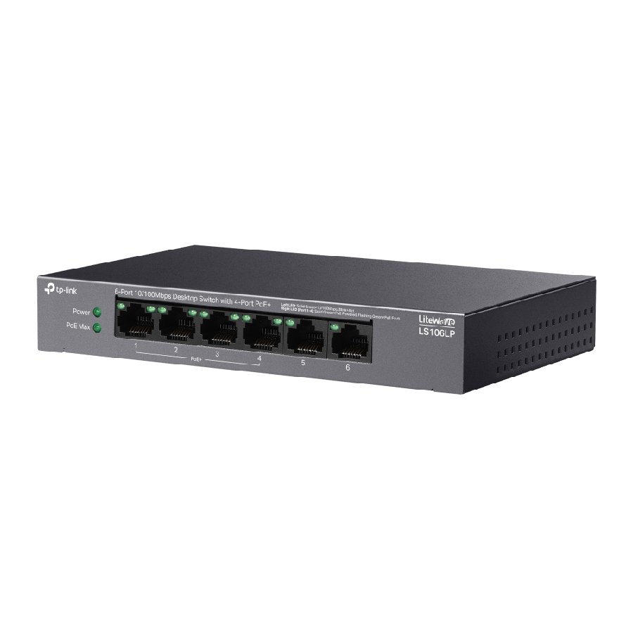 TP-Link LS106LP | Switch 6 Port 10/100Mbps PoE 41W Truyền Xa 250m, Tự Động Phục Hồi, Hoạt Động Êm Ái