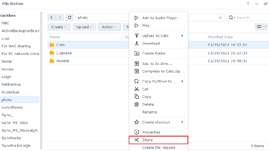 Hướng dẫn chia sẻ link file qua File Station trên NAS Synology