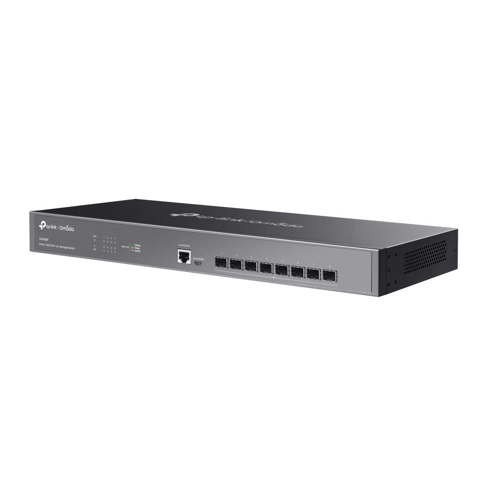 TP-Link SX3008F | Switch Quang 8 Port 10G SFP+ Quản Lý Cao Cấp Omada, VLAN, QoS, Static Routing, Thiết Kế Không Quạt Êm Ái