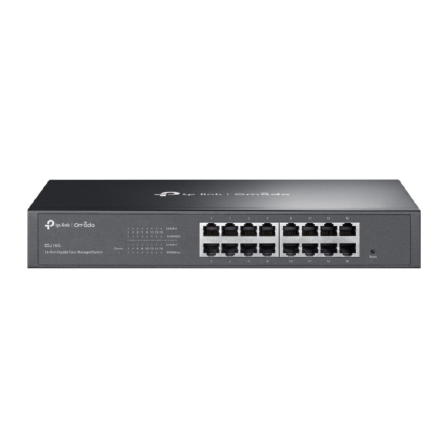 TP-Link ES216G | Switch 16 Port Gigabit Quản Lý Dễ Dàng Omada, VLAN, QoS, Vỏ Kim Loại Gắn Rack Bền Bỉ