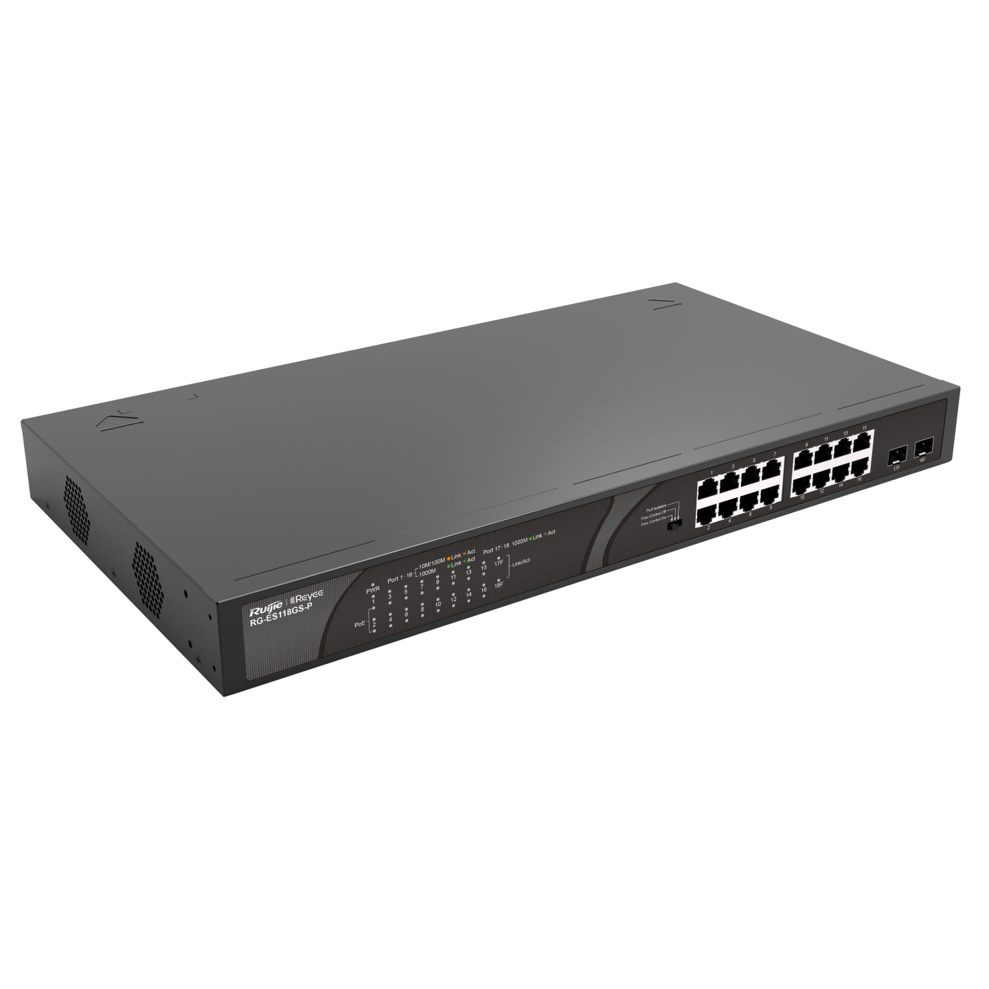 Ruijie Reyee RG-ES118GS-P – 16-Port Gigabit + 2 SFP PoE Unmanaged Switch hỗ trợ giám sát qua Ruijie Cloud App