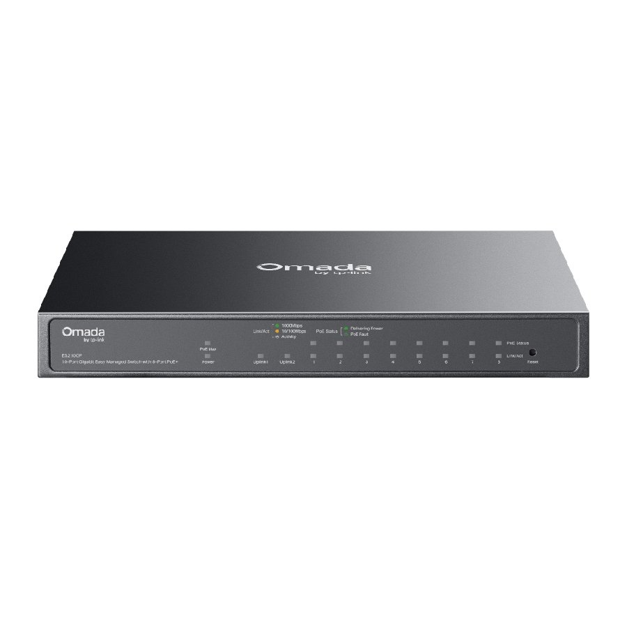 TP-Link ES210GP | Switch 10 Port Gigabit PoE+ Quản Lý Dễ Dàng Omada, VLAN, QoS, Thiết Kế Kim Loại Không Quạt Êm Ái