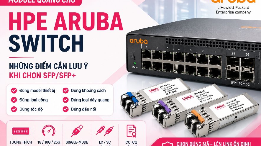 Module quang cho HPE Aruba switch: những điểm cần lưu ý khi chọn SFP/SFP+