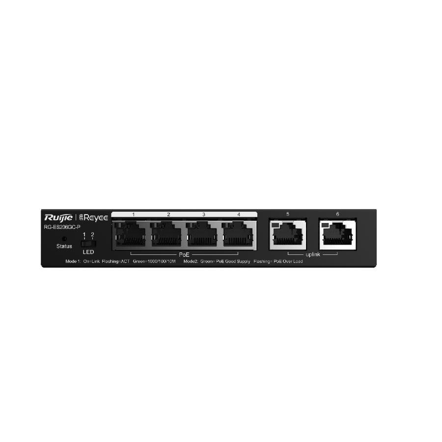 Ruijie Reyee RG-ES206GC-P – 6-Port Gigabit Smart Cloud Managed PoE Switch cho hệ thống camera SMB