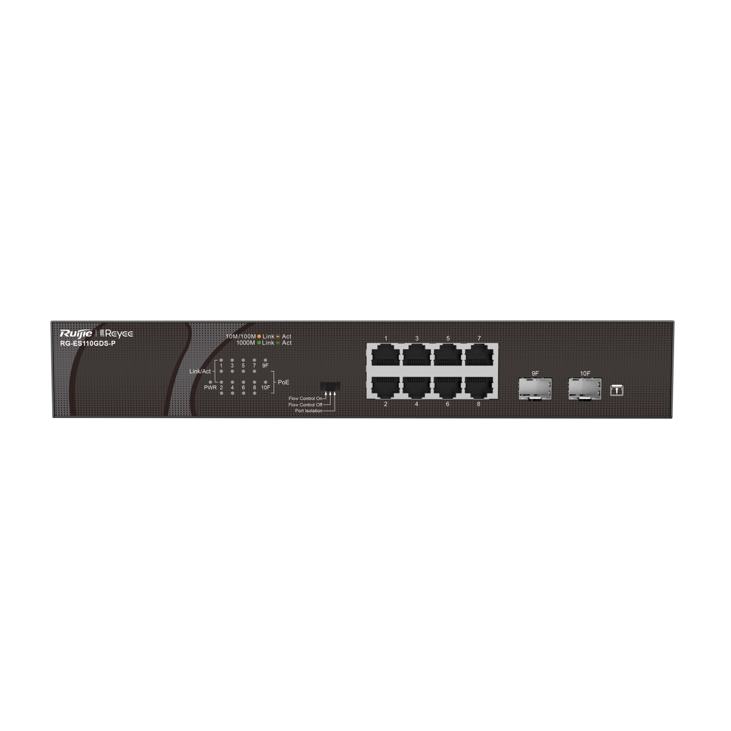Ruijie Reyee RG-ES110GDS-P – 8-Port Gigabit + 2 SFP PoE Unmanaged Switch hỗ trợ giám sát qua Ruijie Cloud App