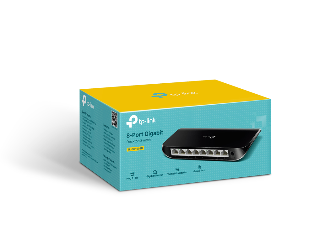 TP-Link TL-SG1008D | Switch Gigabit 8 port, Unmanaged, vỏ nhựa, cắm là chạy, hiệu suất ổn định cho văn phòng nhỏ