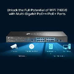 TP-Link SG3218XP-M2 | Switch 18 Port 2.5G PoE+ Uplink 10G Quản Lý Cao Cấp Omada, Tổng Công Suất 240W, VLAN, QoS, Static Routing