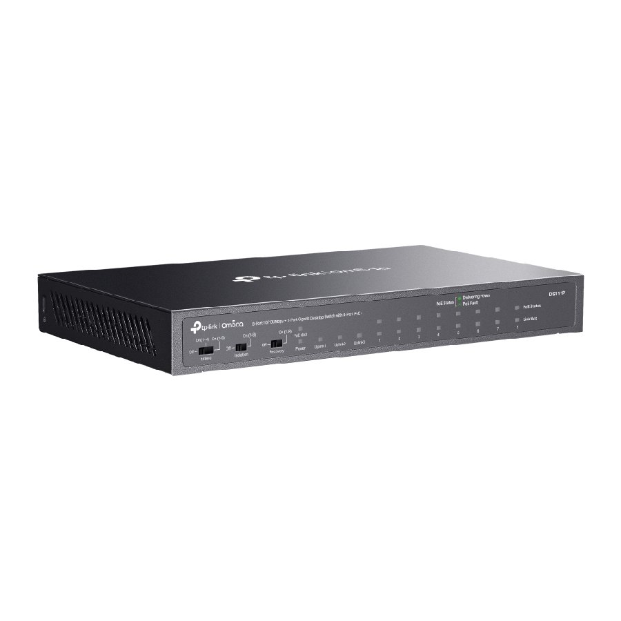 TP-Link DS111P | Switch 11 Port PoE+ 65W (8× Fast + 3× Gigabit) Truyền Xa 250m, Hoạt Động Êm Ái