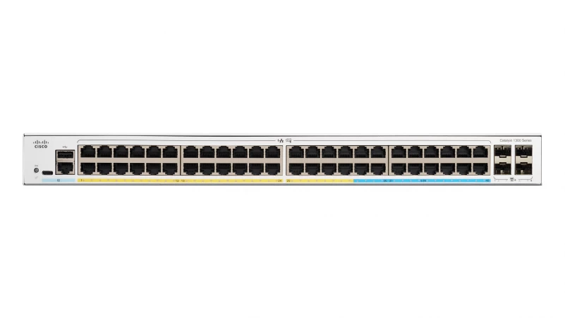 Cisco Catalyst C1300-48MGP-4X – Switch Multi-Gig PoE+ 48 port (2.5G) + 4 uplink 10G SFP+, hiệu năng mạnh mẽ cho SMB và campus