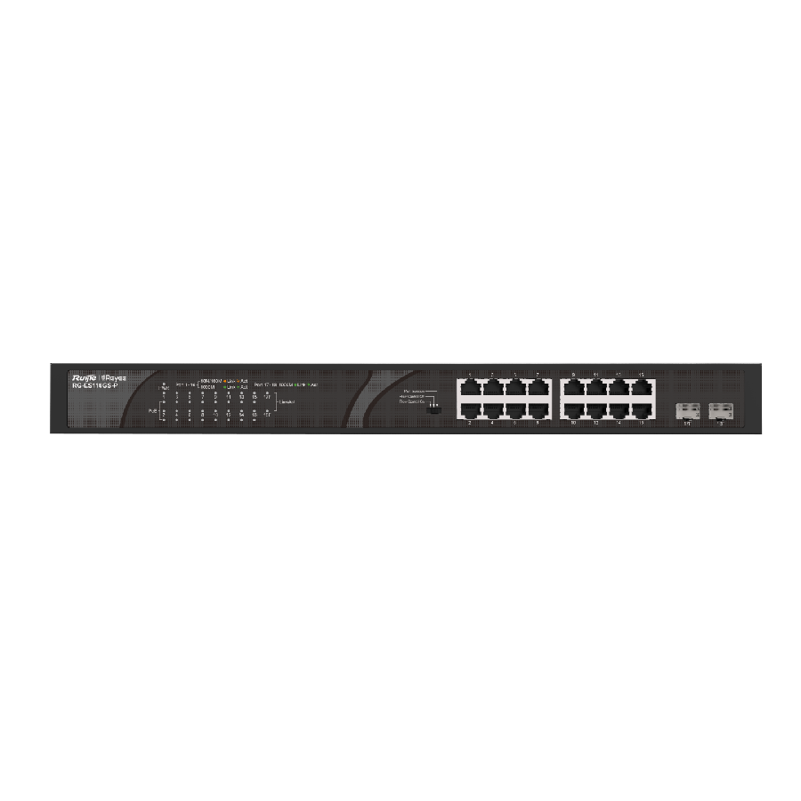 Ruijie Reyee RG-ES118GS-P – 16-Port Gigabit + 2 SFP PoE Unmanaged Switch hỗ trợ giám sát qua Ruijie Cloud App