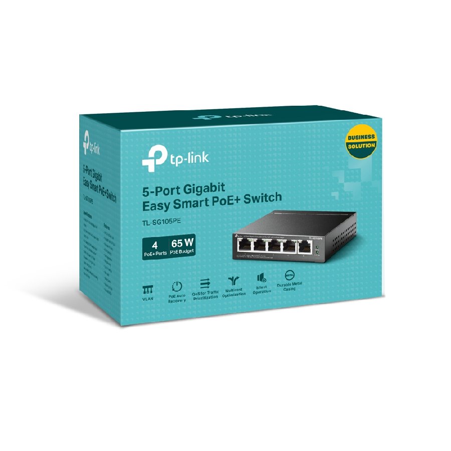 TP-Link TL-SG105PE | Easy Smart PoE+ Switch 5 Port Gigabit 65W, VLAN, QoS, quản lý linh hoạt