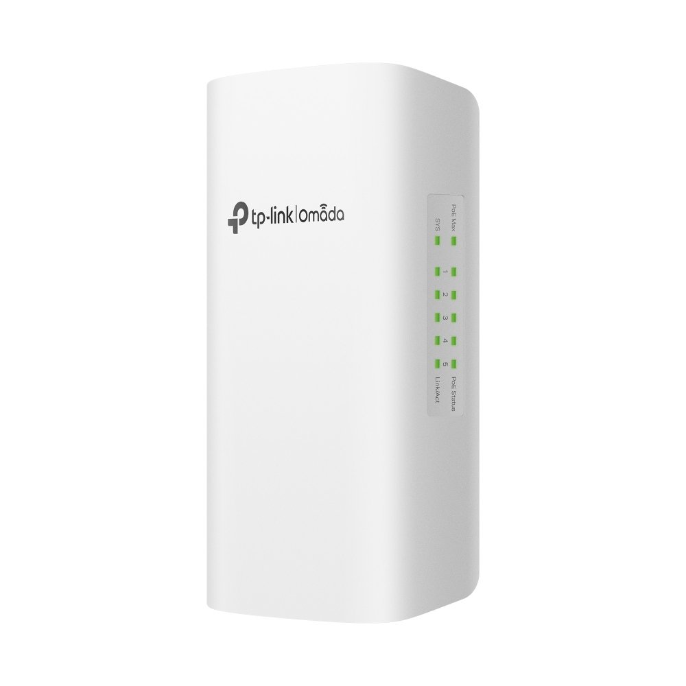 TP-Link SG2005P-PD | Switch 5 Port Gigabit PoE Passthrough Ngoài Trời, Quản Lý Omada Cloud, VLAN, QoS, Chống Nước IP55, Hoạt Động 200m