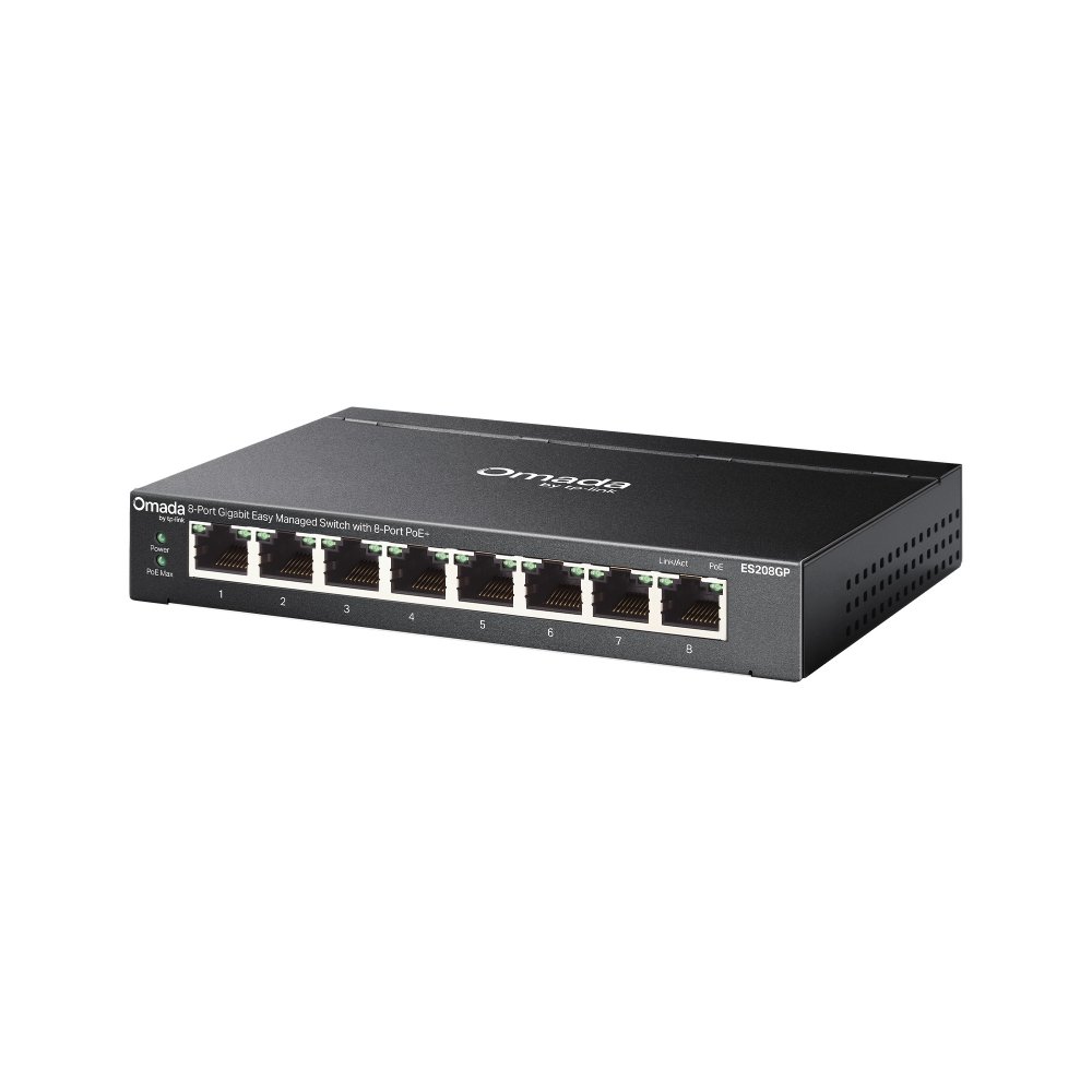 TP-Link ES208GP | Switch 8 Port Gigabit PoE+ 64W Quản Lý Dễ Dàng Omada, Truyền Xa 250m, Vỏ Kim Loại Bền Bỉ
