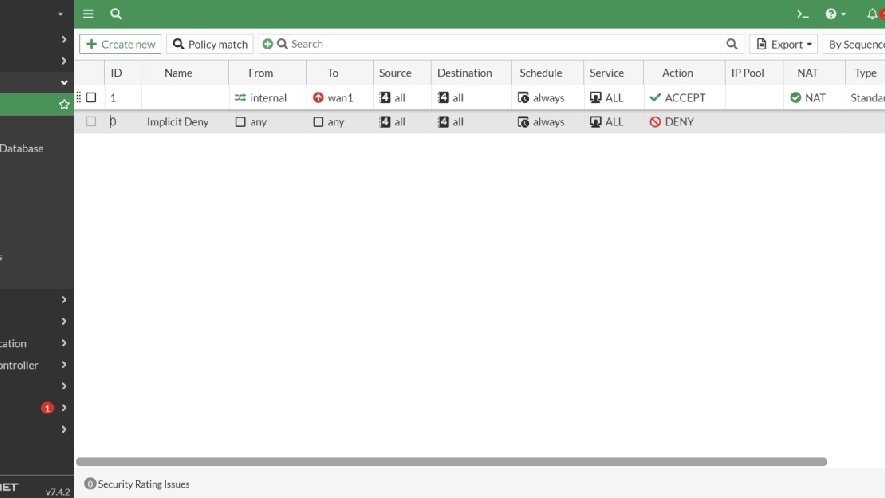 Cấu hình Firewall Policy cho LAN ra Internet trên FortiGate
