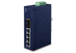 PLANET IP30 Slim Type 4-Port Industrial Ethernet Switch + 1-Port 100Base-FX(SC) (-40 - 75 C)